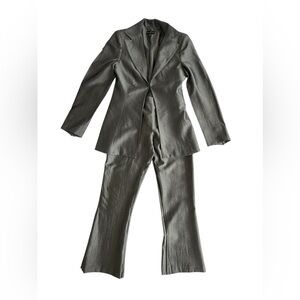 Vintage Bebe 2P Petite Metallic Stretch Viscose Wool Pantsuit Y2K USA Archival